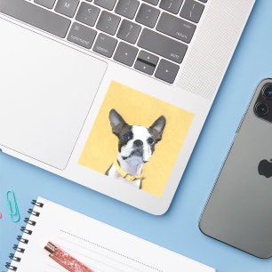 Boston Terrier Painting - Cute Original Dog Art Sticker