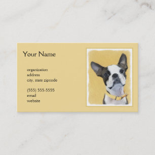 Boston Terrier Painting - Cute Original Dog Art Visitekaartje