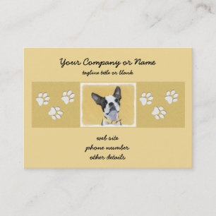 Boston Terrier Painting - Cute Original Dog Art Visitekaartje