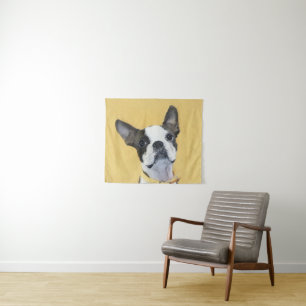 Boston Terrier Painting - Cute Original Dog Art Wandkleed