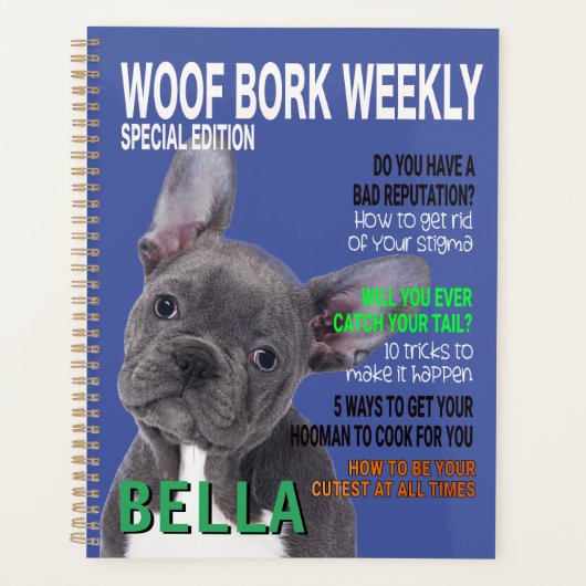 Boston Terrier Parody Magazine Hoesje Planner (Voorkant)
