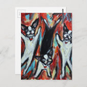 Boston Terrier Party Love Briefkaart (Voorkant / Achterkant)