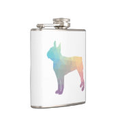 Boston Terrier Pastel Geo Pattern Silhouette Heupfles (Rechts)