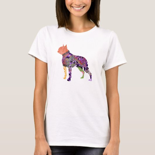 Boston Terrier Patchwork Pet T-Shirt (Voorkant)
