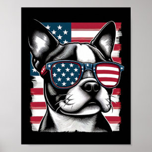 Boston Terrier Patriottische zonnebril Amerikaanse Poster