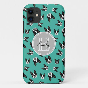 Boston Terrier Pattern Monogram Cell Case Case
