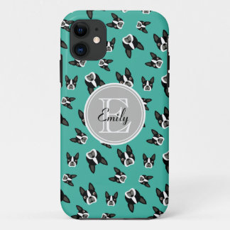 Boston Terrier Pattern Monogram Cell Case Case