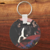 Boston Terrier: Peek-a-Boo Sleutelhanger (Voorkant)