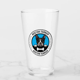 Boston Terrier Peeking Illustration Badge Glas