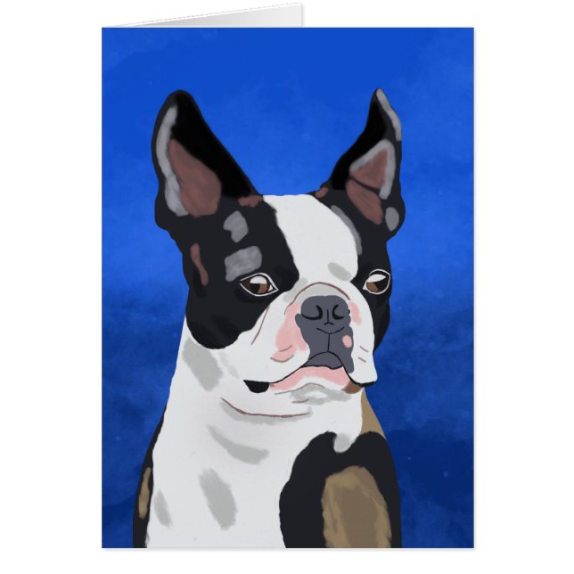Boston Terrier Peinture à l'huile de chien Portrai (Devant)