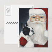 Boston Terrier / Père Noël Dog Art Christmas Carte (Devant / Derrière)