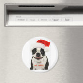 Boston Terrier Père Noël Magnet (In Situ (Lave-vaisselle))