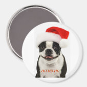 Boston Terrier Père Noël Magnet (Recto/Verso)