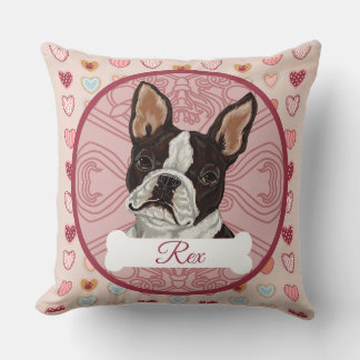 Boston Terrier Personalize Valenting Heart Pillow Kussen