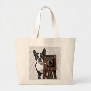 Boston Terrier Photographer 2 Grote Tote Bag
