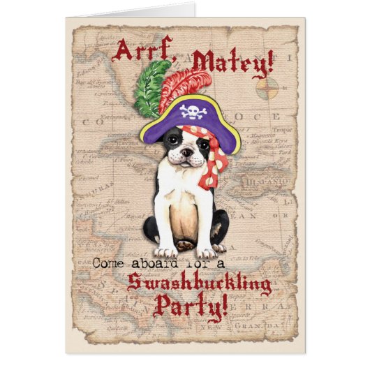 Boston Terrier Pirate Invitation (Voorkant)
