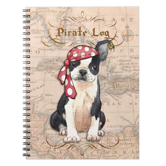 Boston Terrier Pirate Notitieboek (Voorkant)