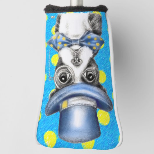 Boston Terrier Polka Dot Golfheadcover (Draai 90)