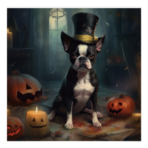 Boston Terrier pompoenen Halloween eng Perfect Poster