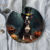 Boston Terrier pompoenen Halloween eng Ronde Button 6,0 Cm (In situ)