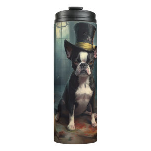 Boston Terrier Pompoenen Halloween Griezelen Thermosbeker