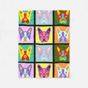Boston Terrier Pop Art Fleece Deken