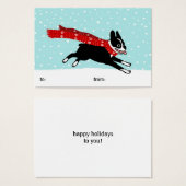 Boston Terrier porter Red Scarf Holiday étiquettes (Devant & derrière)