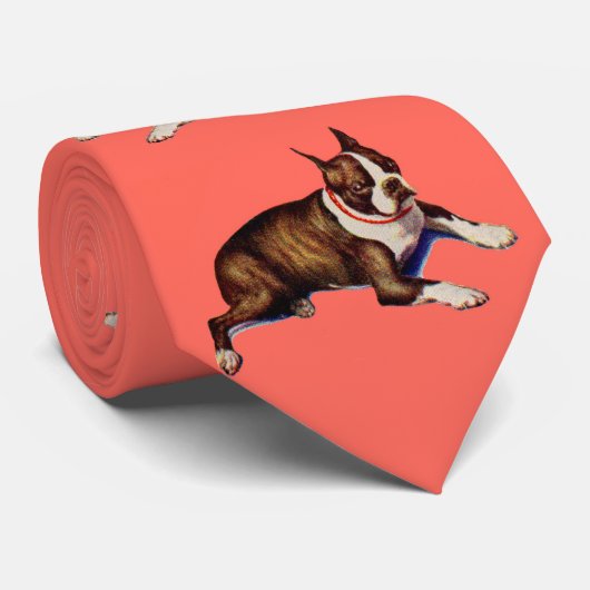 Boston terrier print stropdas (Opgerold)