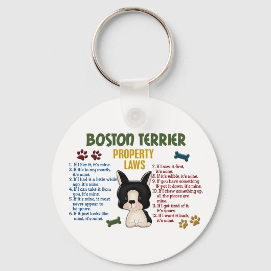 Boston Terrier Property Laws 4 Sleutelhanger (Voorkant)