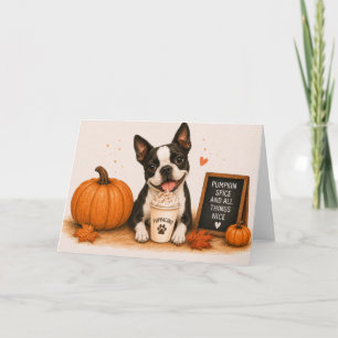 Boston Terrier Pumpkin Spice Kaart