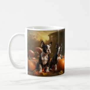 Boston Terrier Pup Autumn Delight Pumpkin Koffiemok