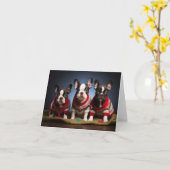 Boston Terrier Puppies Kerst Kaart (Gele Bloem)