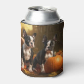 Boston Terrier Puppy Herfst Delight Pompoen Blikjeskoeler (Blikje Voorkant)