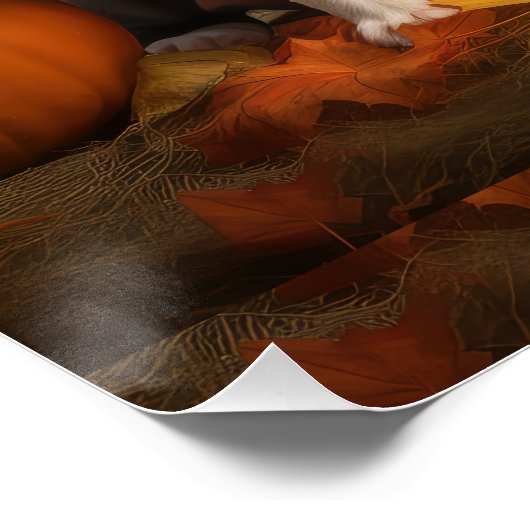 Boston Terrier Puppy Herfst Delight Pompoen Perfect Poster (Hoek)