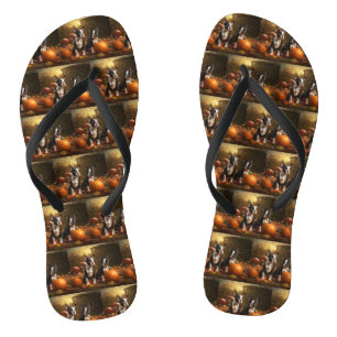 Boston Terrier Puppy Herfst Delight Pompoen Teenslippers