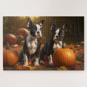 Boston Terrier Puppy Herfstvreugde Pompoen Legpuzzel