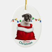 Boston Terrier Puppy in Gift Bag Keramisch Ornament (Voorkant)