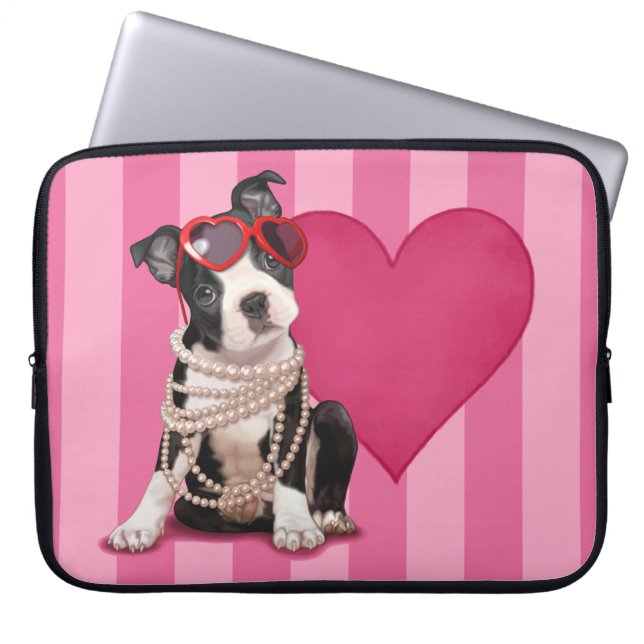 Boston Terrier Puppy Laptop Sleeve (Voorkant)