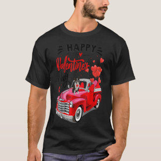 Boston Terrier Red Truck Valentijnsdag Funny Dog T-shirt
