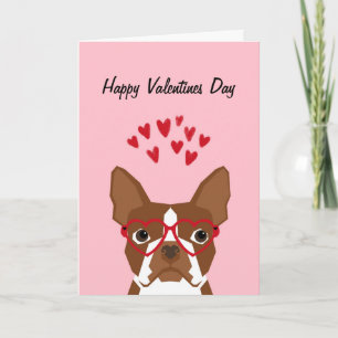 Boston Terrier Red Valentijnse Love Card Feestdagen Kaart