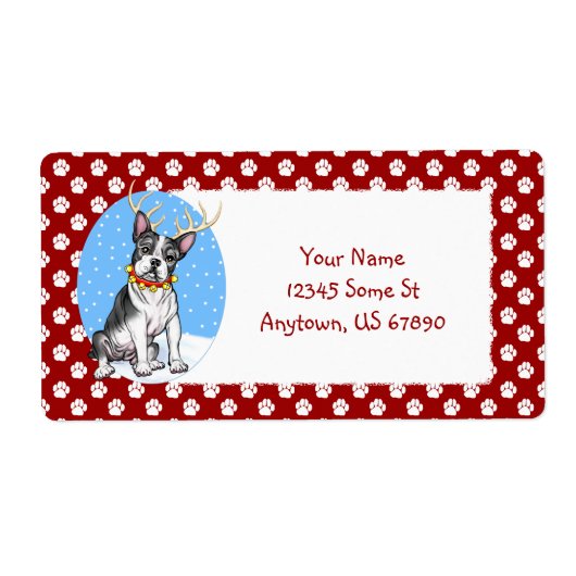 Boston Terrier Reindeer Labels (Voorkant)