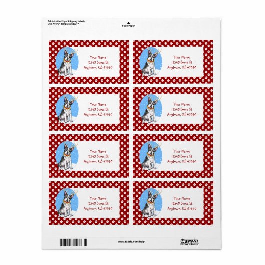 Boston Terrier Reindeer Labels (Full Sheet)