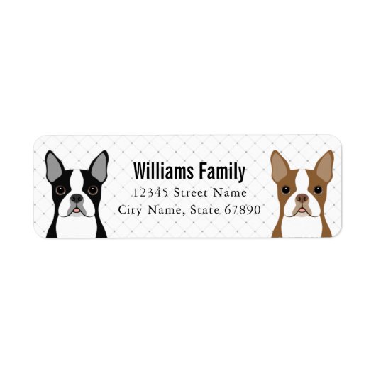 Boston Terrier retouradreslabels Etiket (Voorkant)