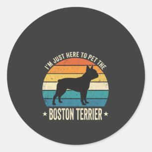 Boston Terrier Retro Hondenliefhebber Grafisch_1 Ronde Sticker