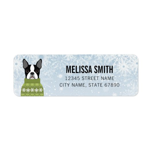 Boston Terrier Return-adreslabels Etiket (Voorkant)