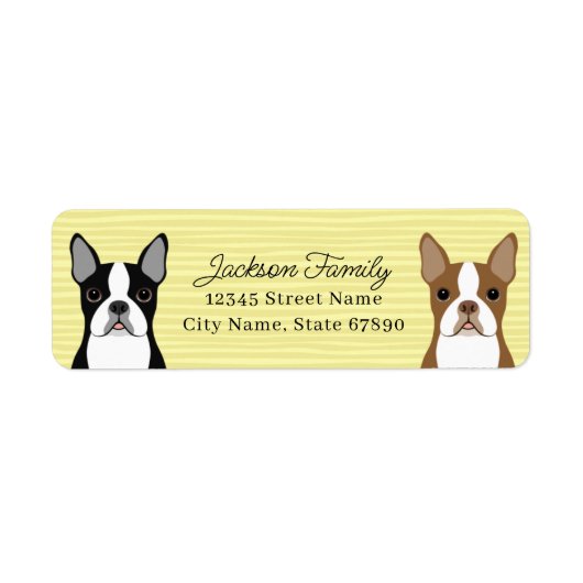 Boston Terrier Return-adreslabels Etiket (Voorkant)