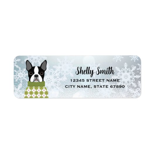 Boston Terrier Return-adreslabels Etiket (Voorkant)