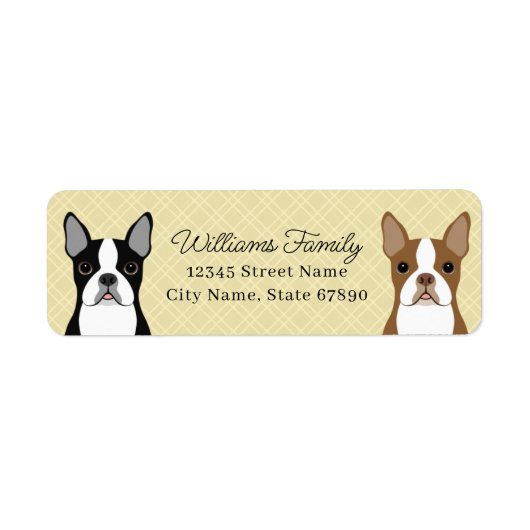 Boston Terrier Return-adreslabels Etiket (Voorkant)