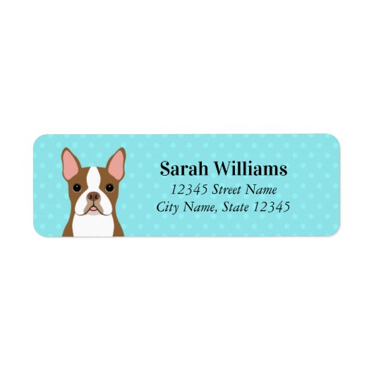 Boston Terrier Return-adreslabels Etiket (Voorkant)