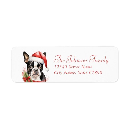 Boston Terrier Return-adreslabels Etiket (Voorkant)